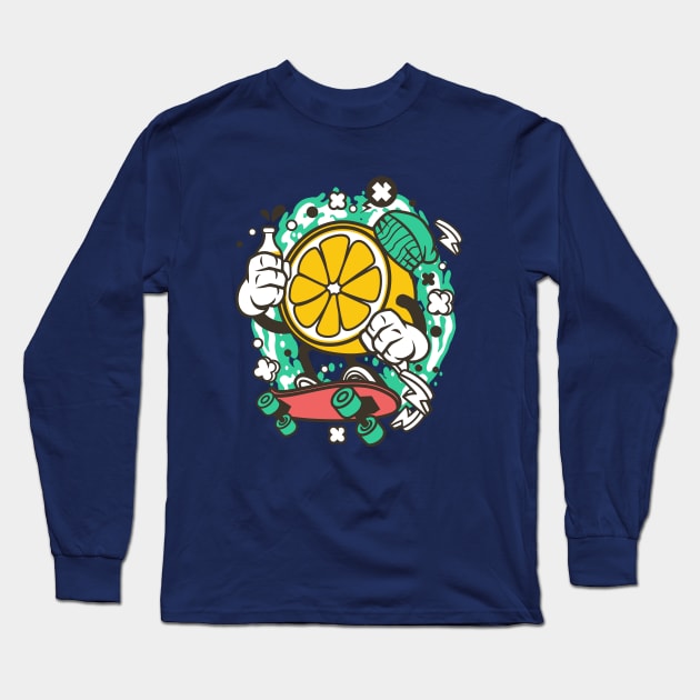 lemon skateboard Long Sleeve T-Shirt by Mako Design 